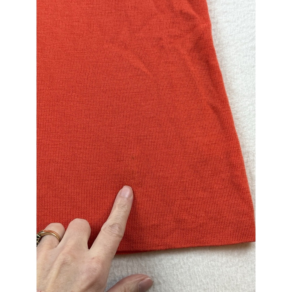 St John Orange V Neck Top Sleeveless Tank Sweater Knit 100% Wool Size M - Picture 4 of 10